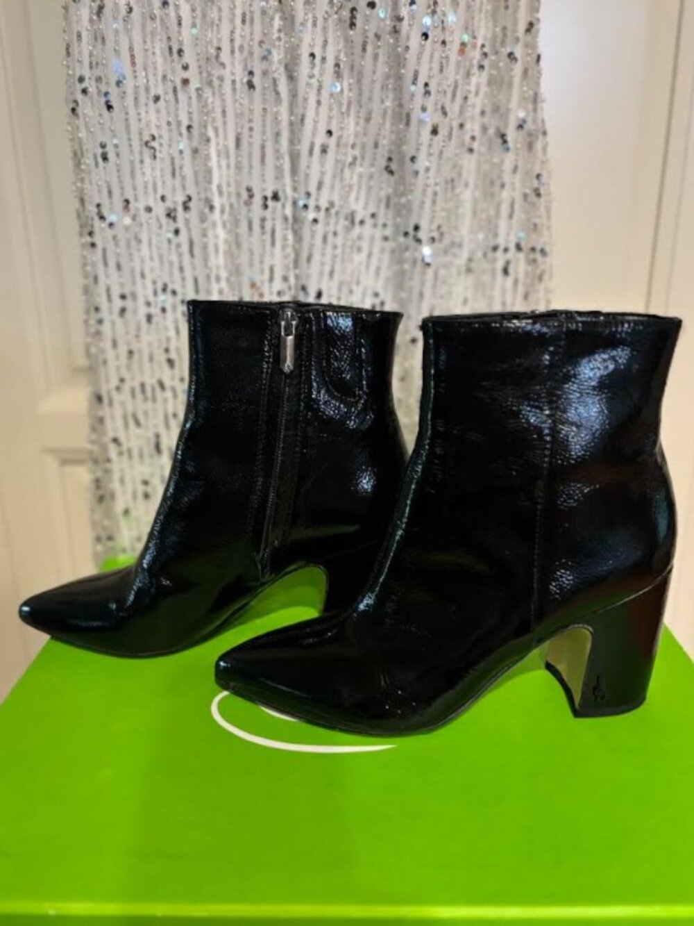 Sam Edelman Ankle Boots – Black Patent Leather Look. Size 7